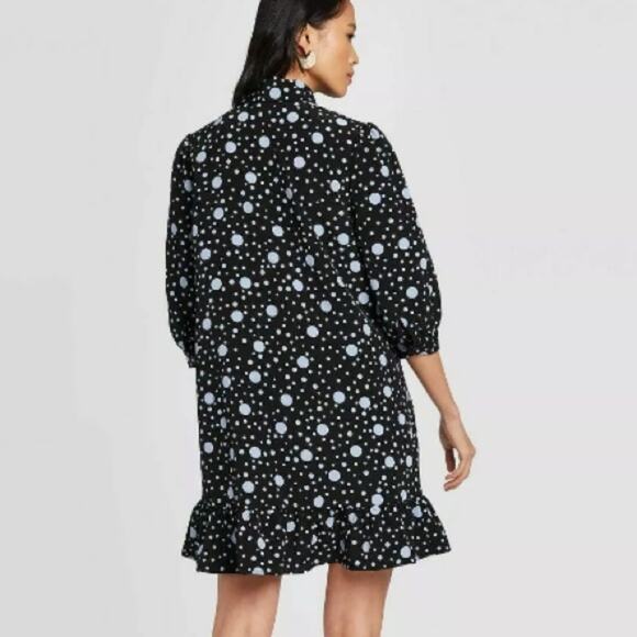 Who What Wear Polka Dots Print 3/4 Sleeve Dress - Picture 4 of 9